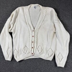 Vintage 90s Cardigan Sweater Womens Large L Ivory
